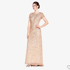 Adrianna Papell Scoop Back Sequins Gown